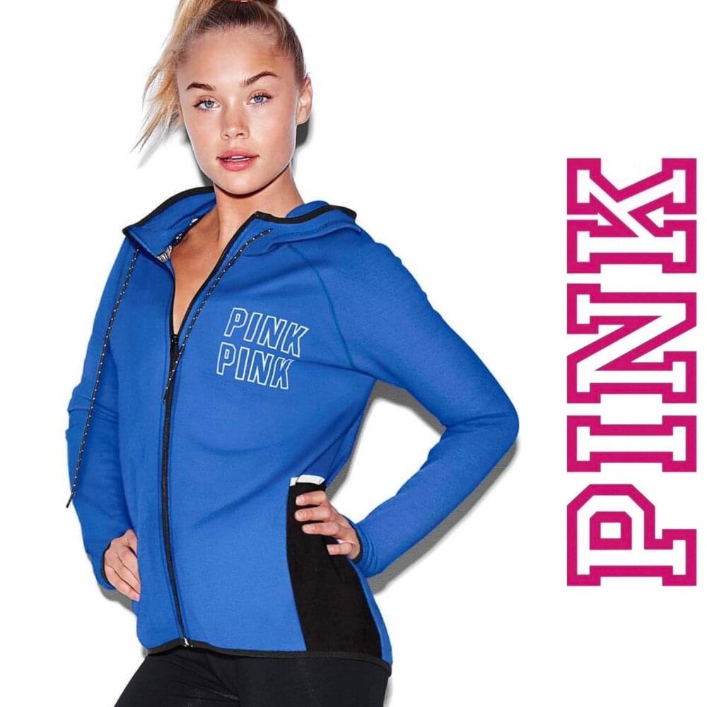 Victoria's Secret PINK | Royal Blue & Black Full Zip Hoodie | Size Extra Small
